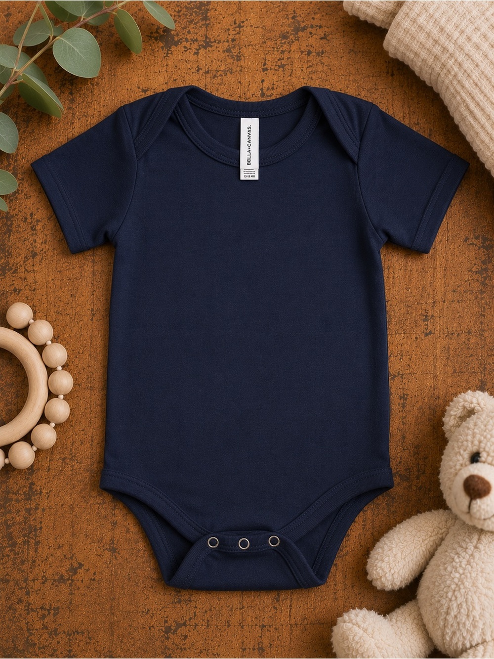 Bella Canvas Navy Short-Sleeve Baby Bodysuit